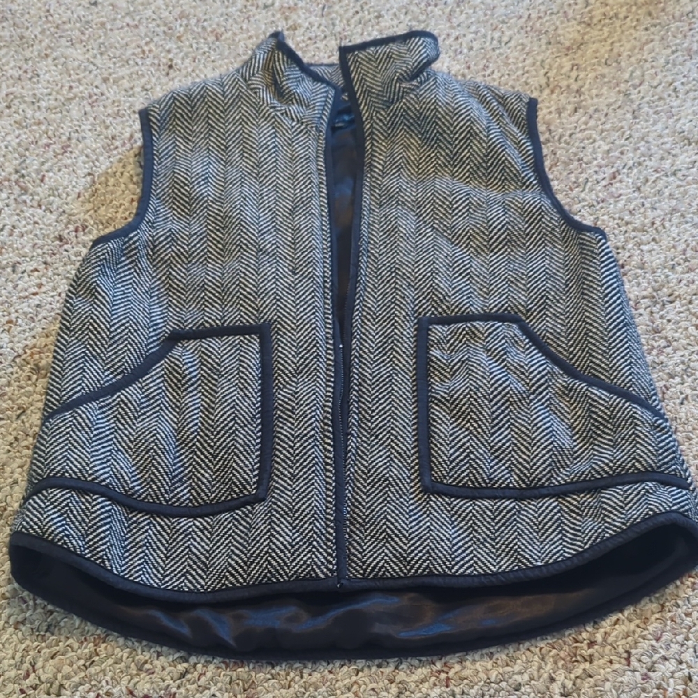 Honey Punch Black and White Herringbone Vest